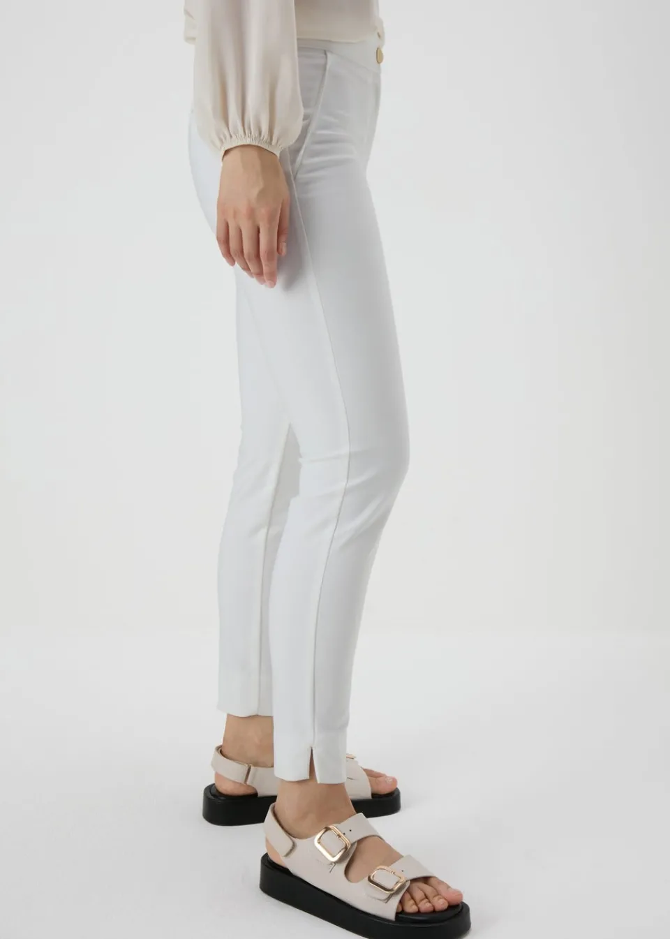 Trousers>Et Vous Capri Trousers White