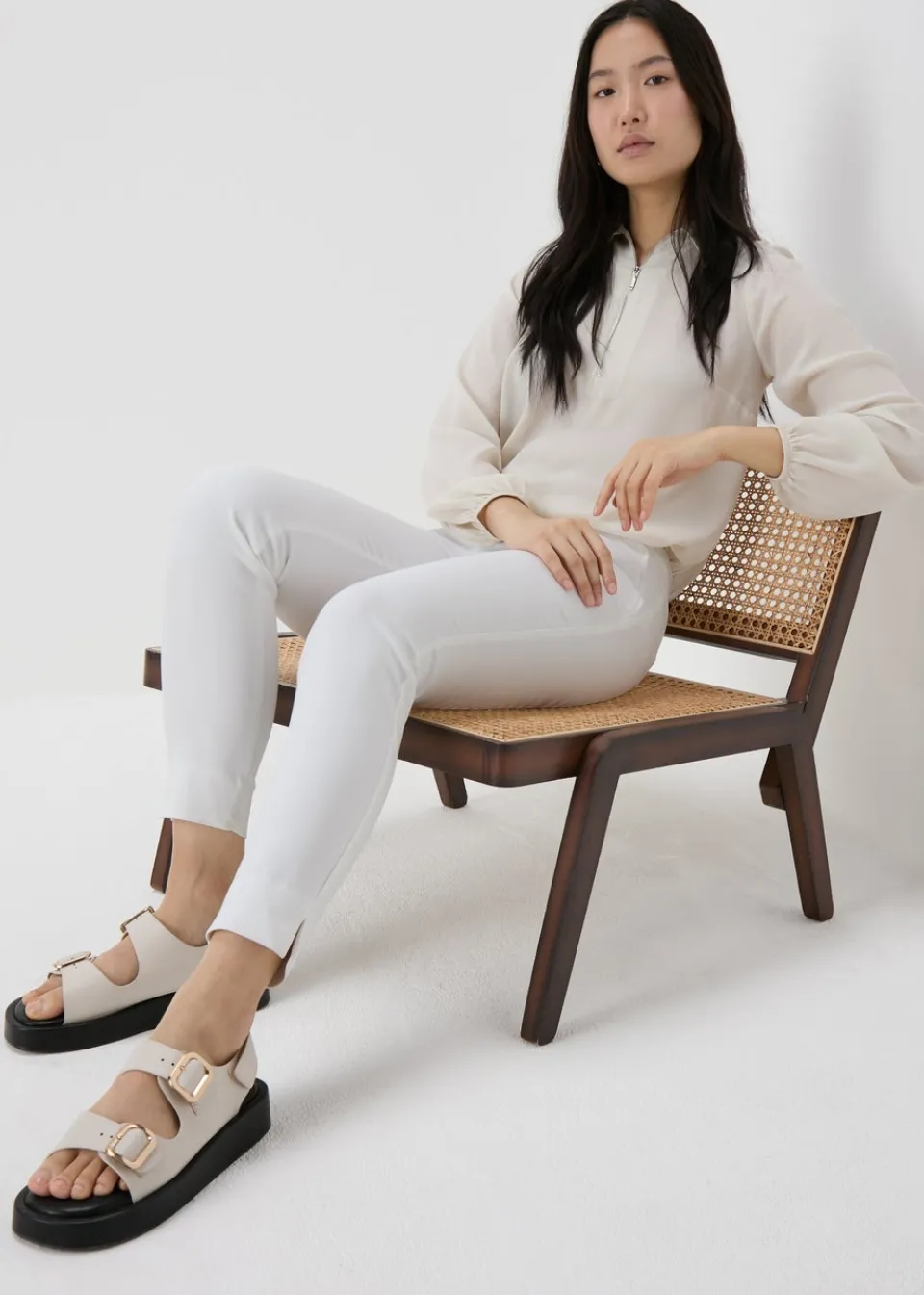 Trousers>Et Vous Capri Trousers White