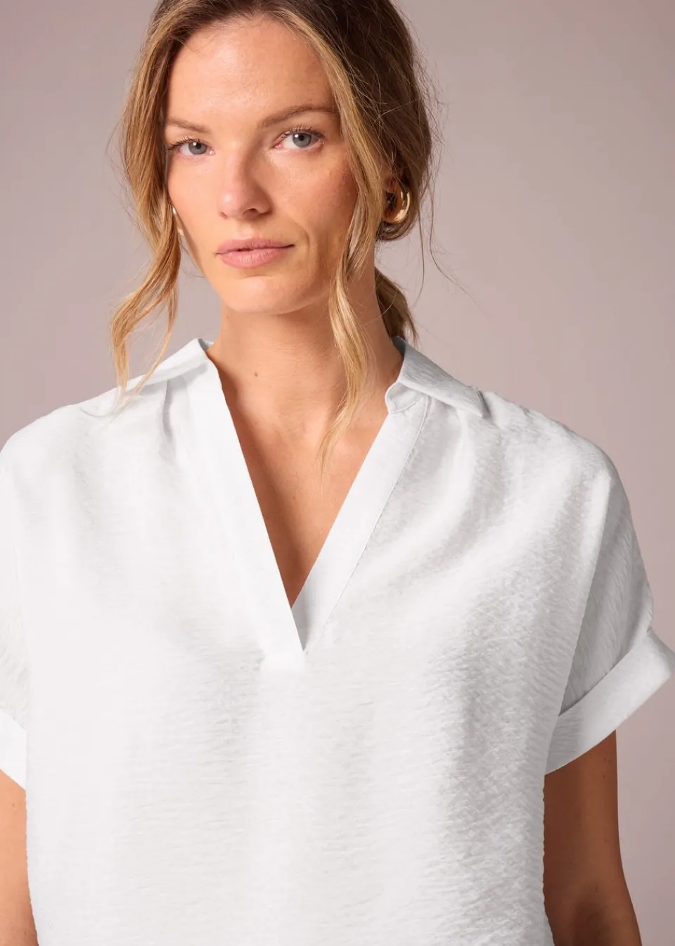 Tops>Et Vous White Popover Blouse