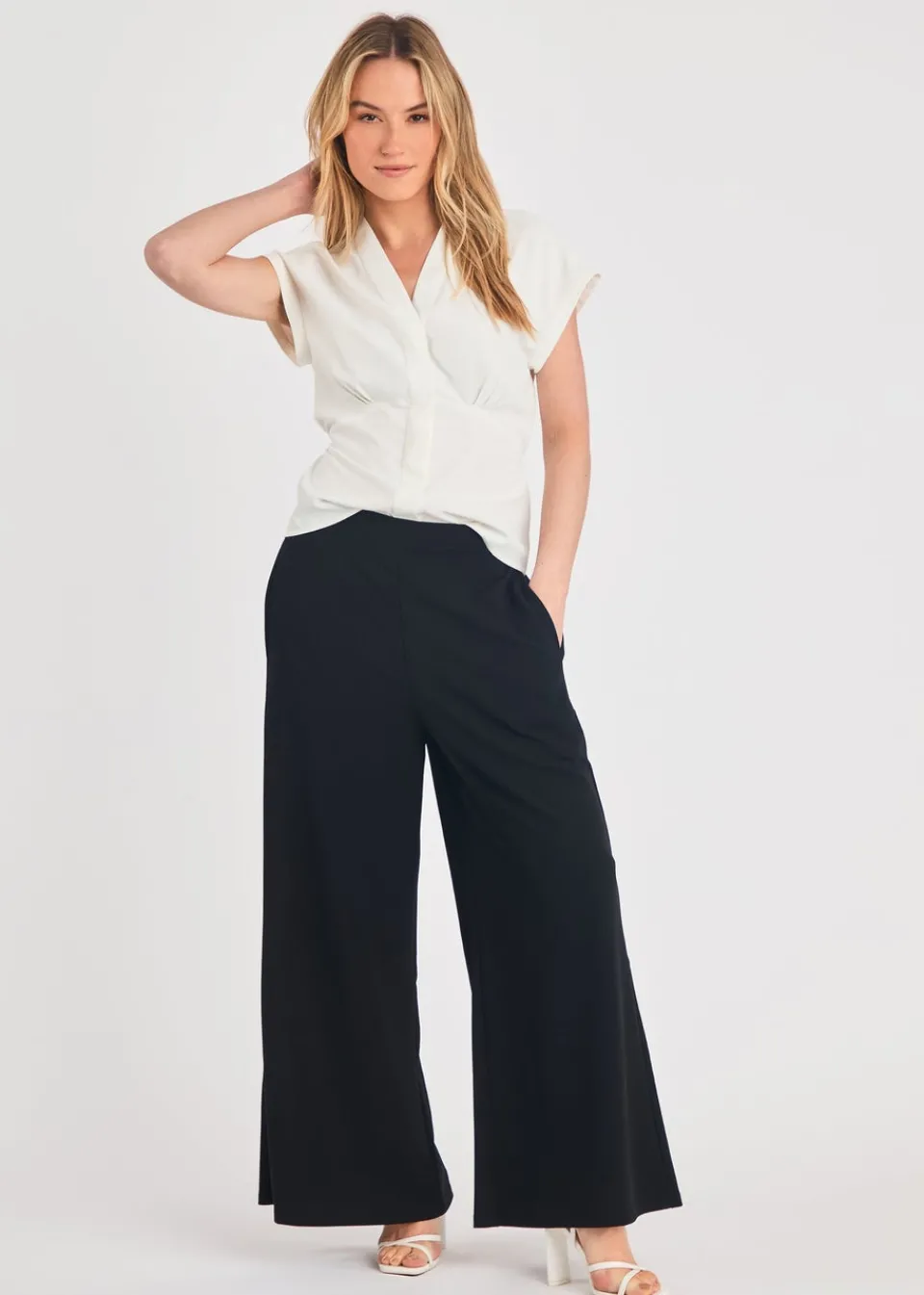 Trousers>French Connection Black Wide Leg Crepe Trousers