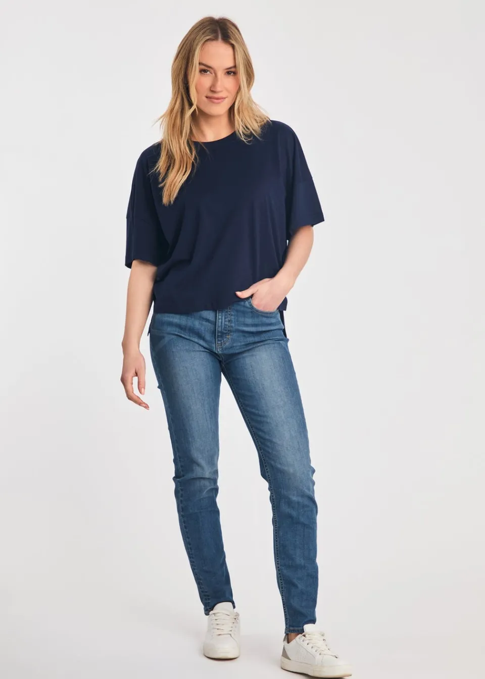 T-Shirts>French Connection Blue Cotton Crew Neck Boxy Fit T-Shirts 2 Pack