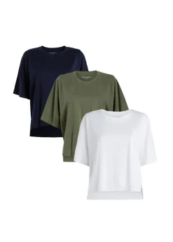 T-Shirts>French Connection Navy 3-Pack Cotton Crew Neck Boxy Fit Short Sleeve T-Shirts