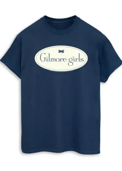 T-Shirts>Gilmore Girls Logo Women Navy Printed Boyfriend Fit T-Shirt