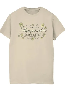 T-Shirts>Gilmore Girls Sand Yellow Daisies Printed Boyfriend Fit T-Shirt