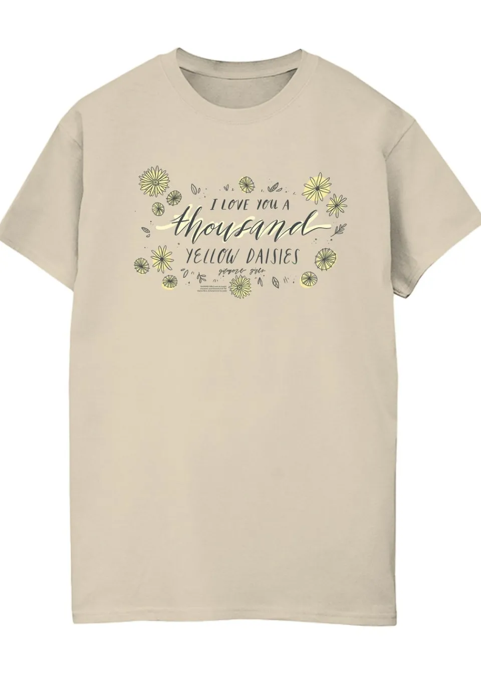 T-Shirts>Gilmore Girls Sand Yellow Daisies Printed Boyfriend Fit T-Shirt