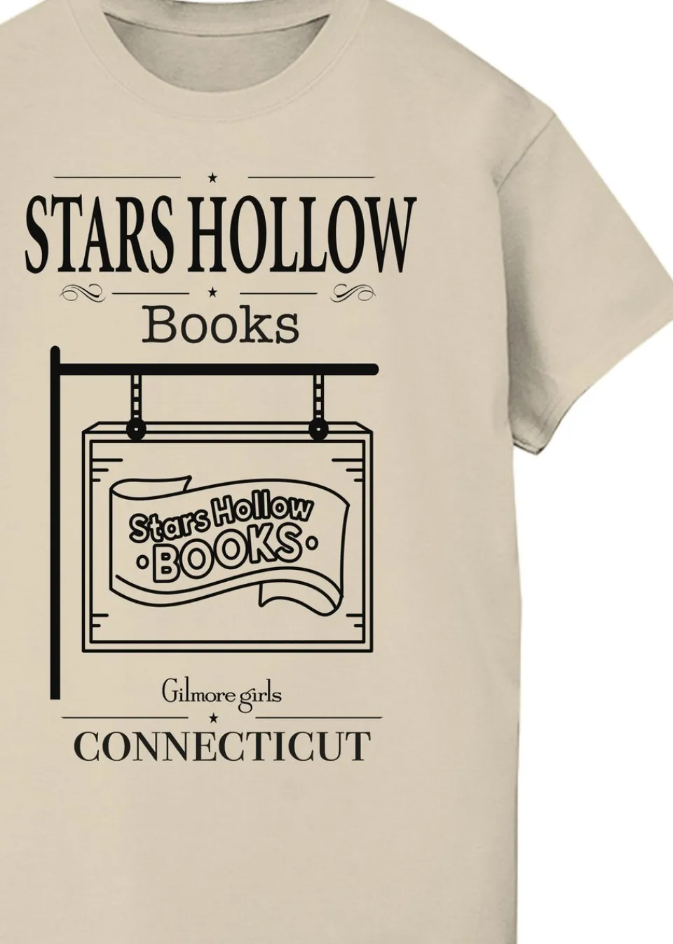 T-Shirts>Gilmore Girls Stars Hollow Books Sand Boyfriend Fit T-Shirt