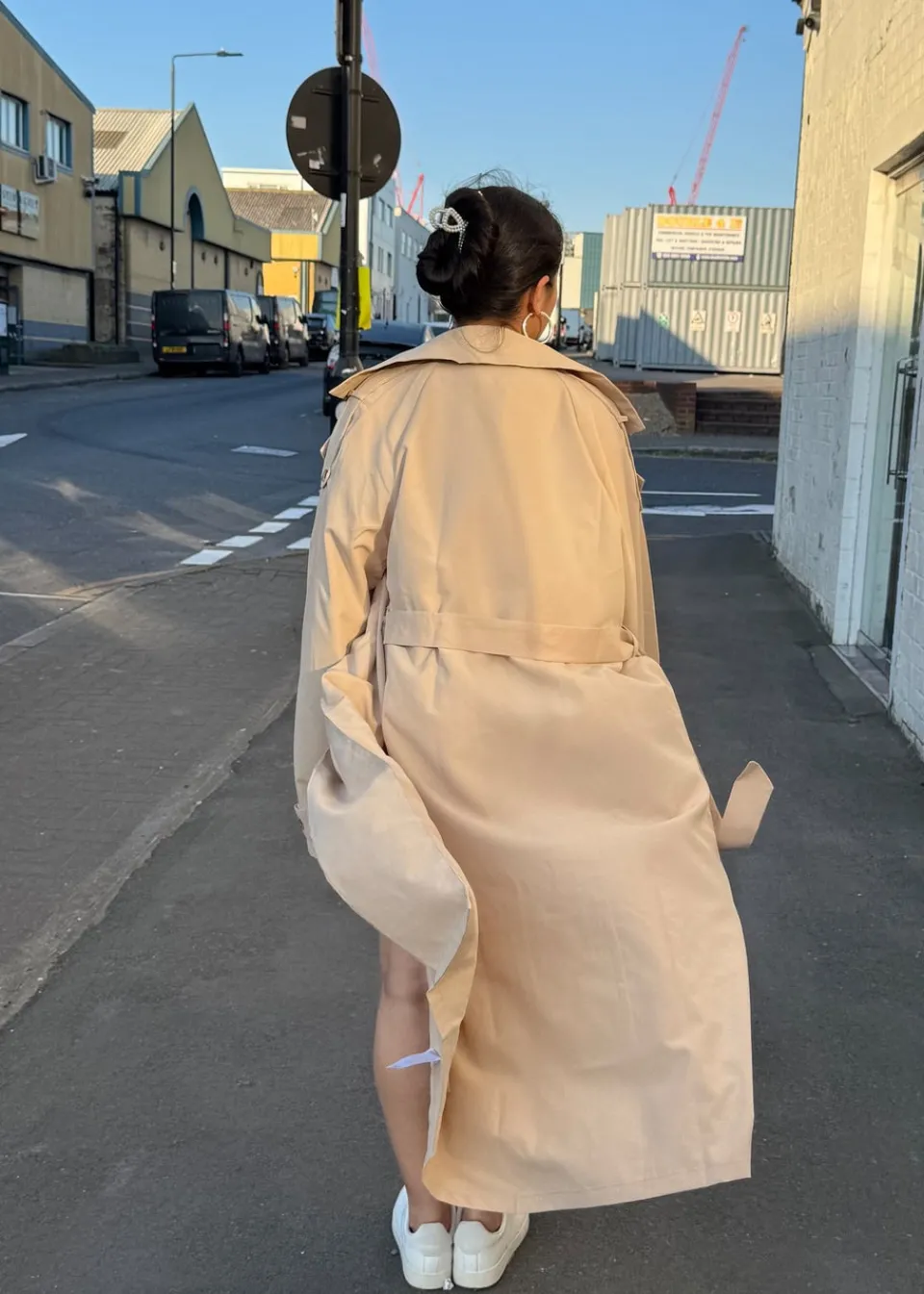 Coats & Jackets>Gini London Beige Tall Woven Oversized Trench Coat