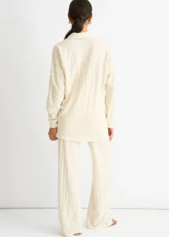 Tops>Gini London Beige Textured Oversized Long Sleeves Shirt
