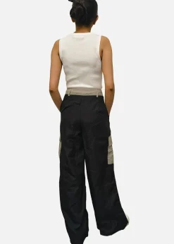 Trousers>Gini London Black Contrast Detail Cargo Trousers
