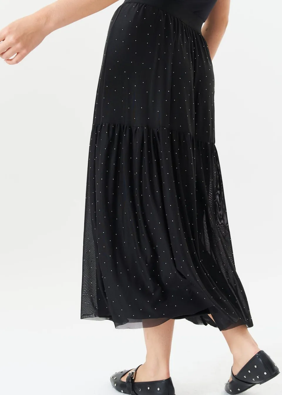 Skirts>Gini London Black Diamante Mesh Maxi Skirt