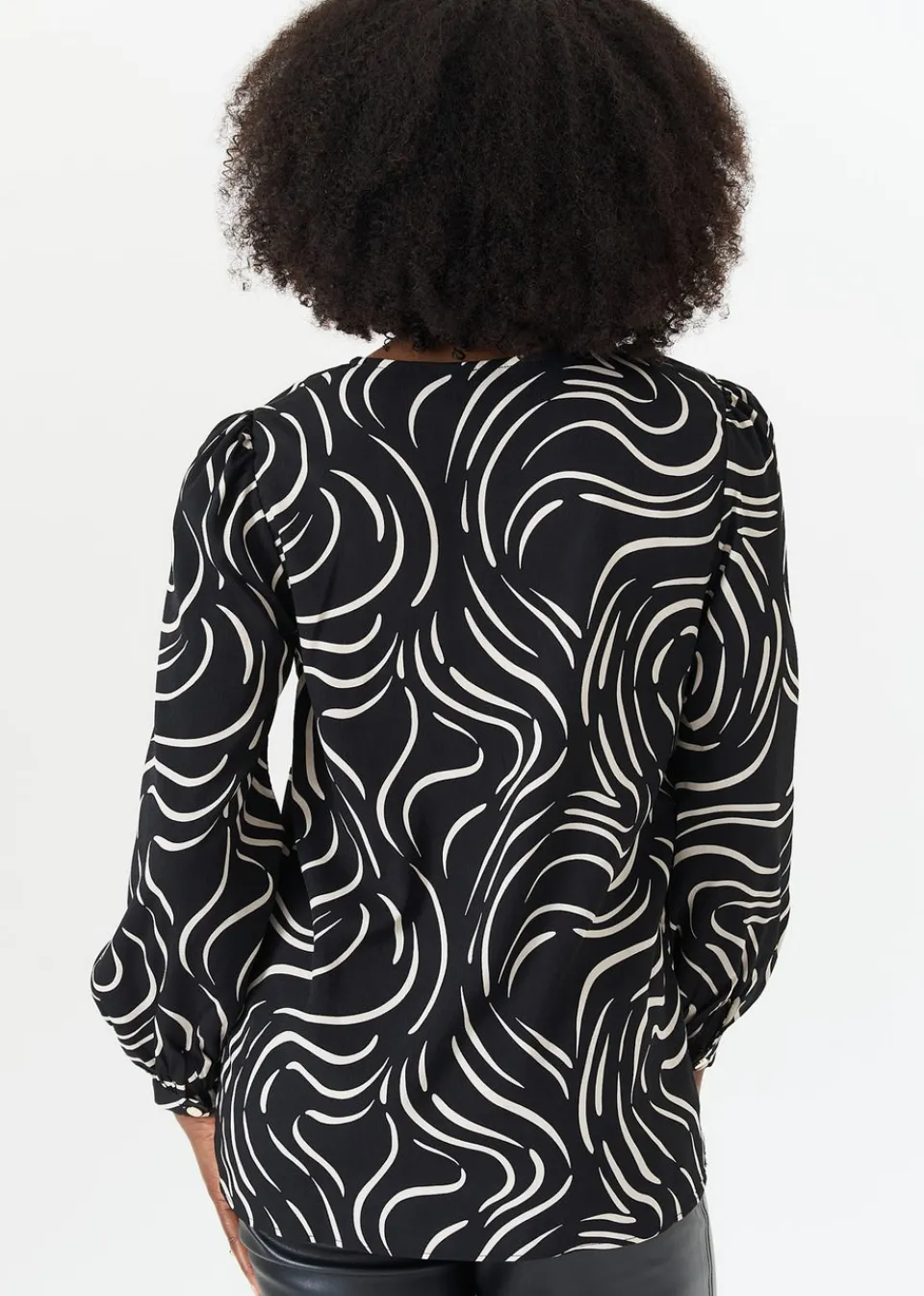 Blouses & Shirts>Gini London Black Stripe Woven Top