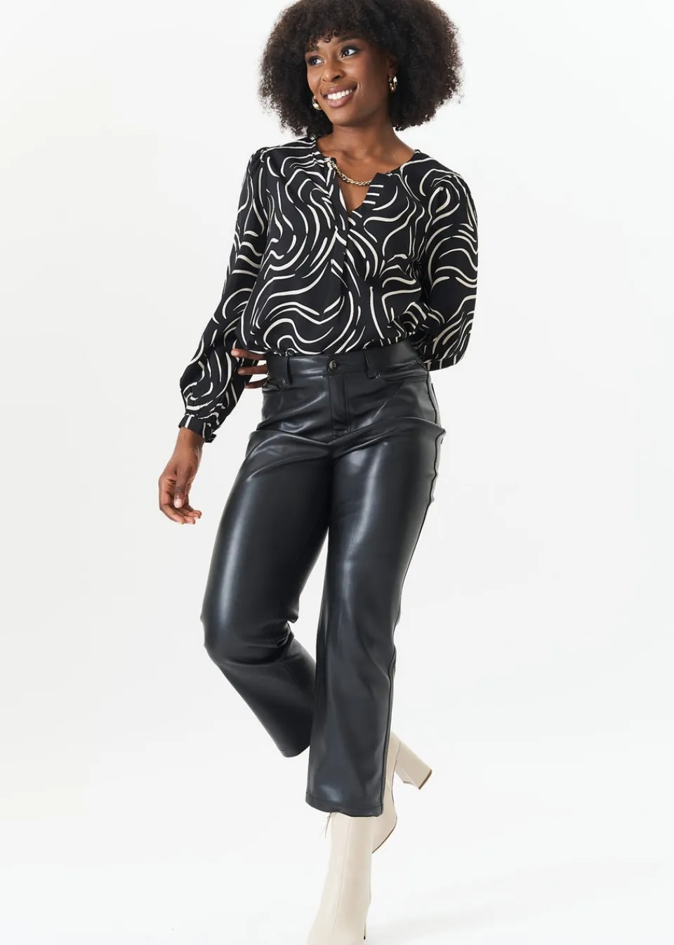 Blouses & Shirts>Gini London Black Stripe Woven Top