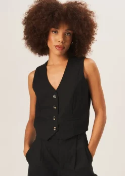Tops>Gini London Black Tailored Single Breasted Waistcoat