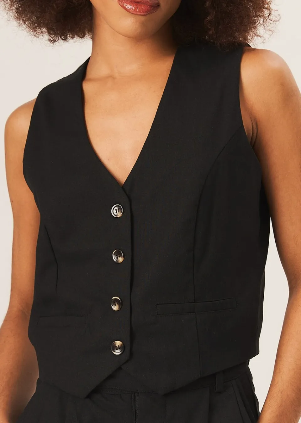 Tops>Gini London Black Tailored Single Breasted Waistcoat
