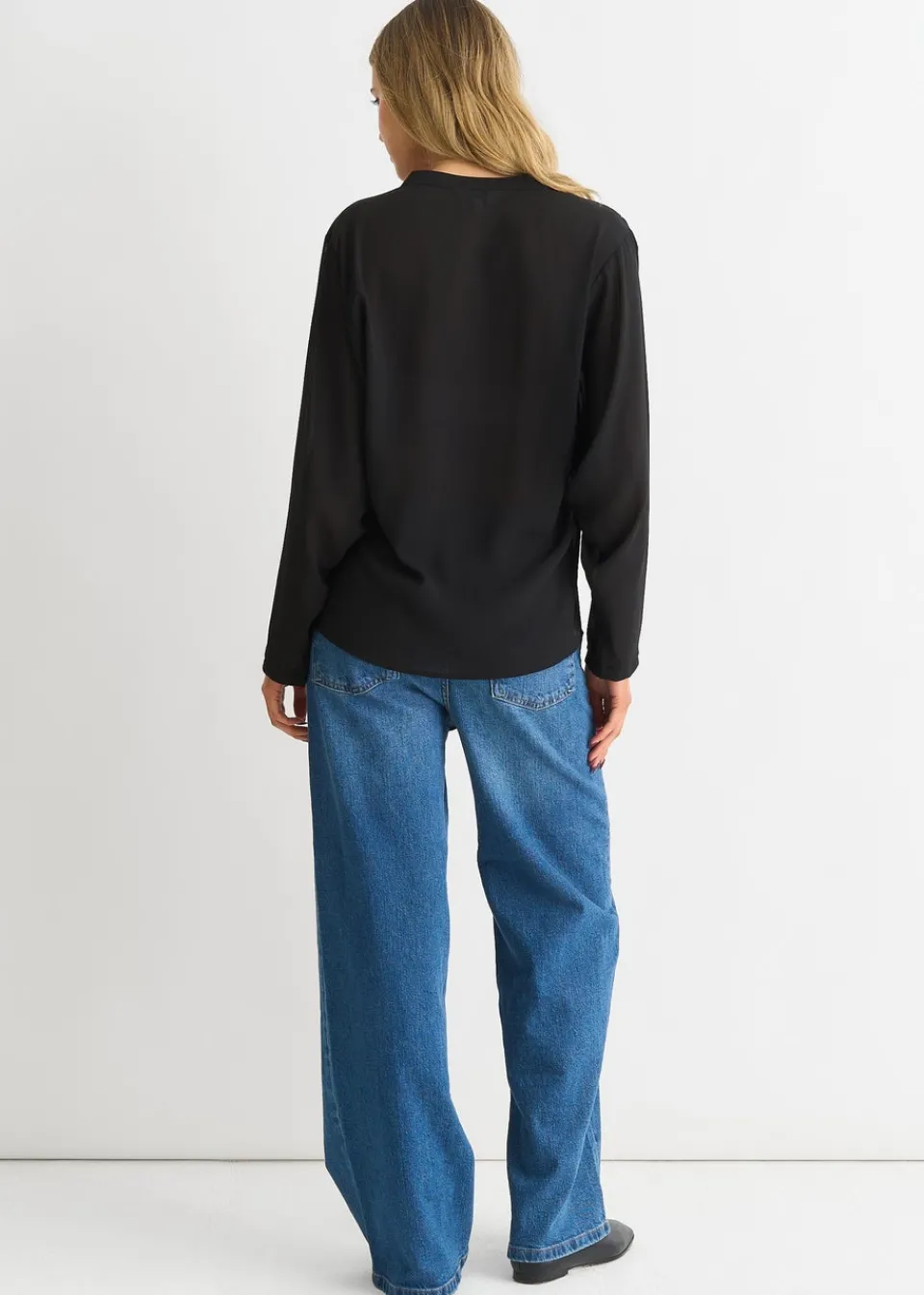 Tops>Gini London Black Textured Chiffon Oversized Blouse
