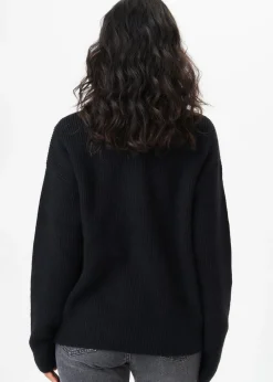 Tops>Gini London Black V Neck Knit Oversized Jumper
