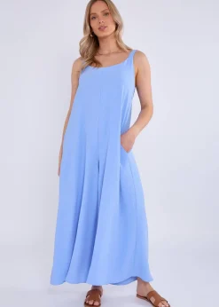 Jumpsuits & Playsuits>Gini London Blue Air Flow Strappy Wide Leg Jumpsuit