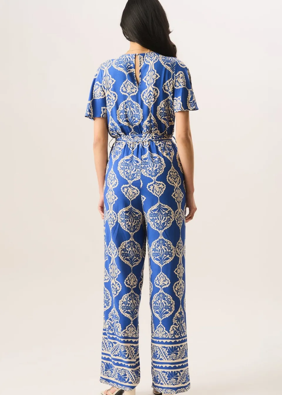 Jumpsuits & Playsuits>Gini London Blue Angel Sleeve Wrap Look Jumpsuit