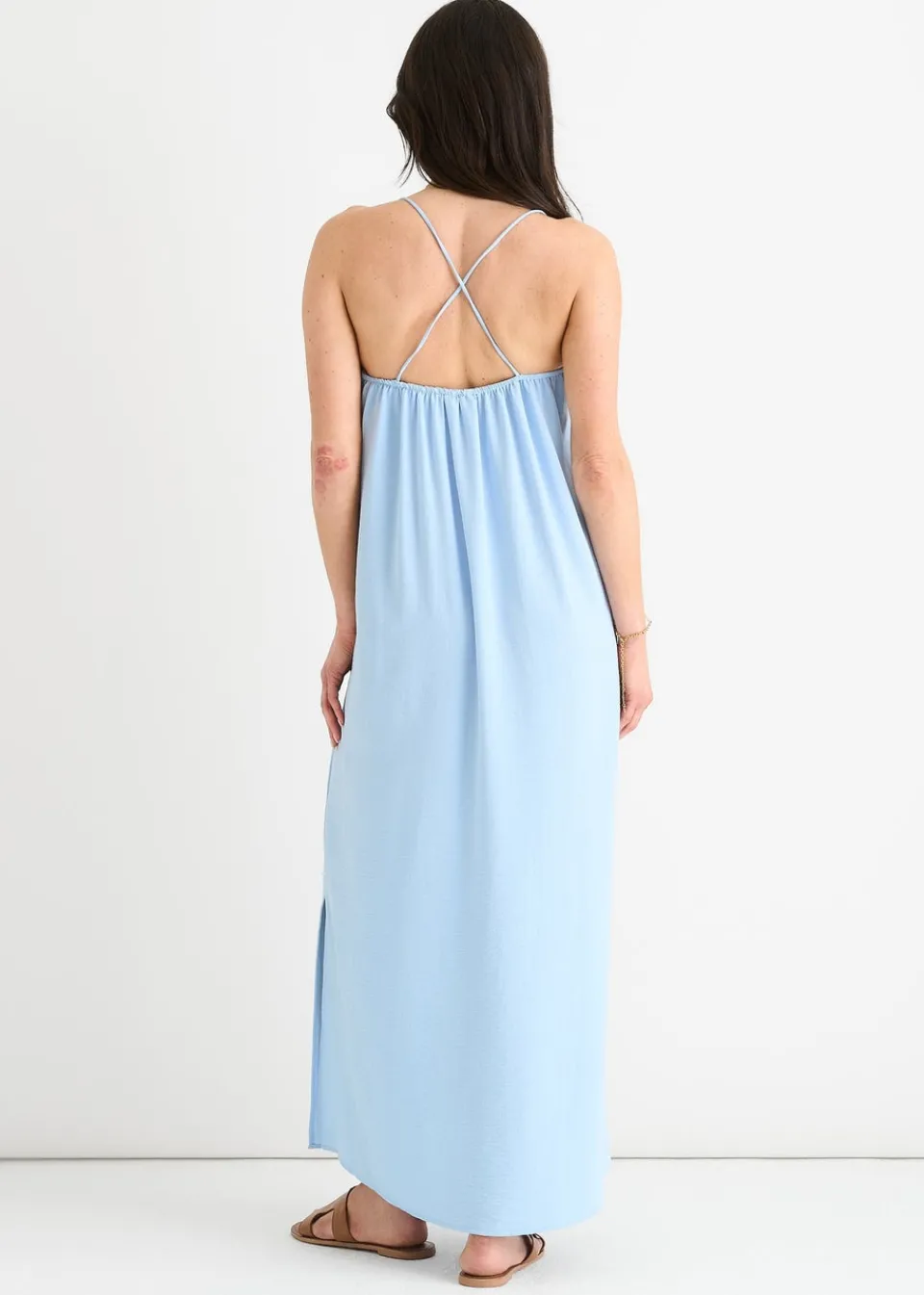 Dresses>Gini London Blue Strappy Cross Back Airflow Oversized dress