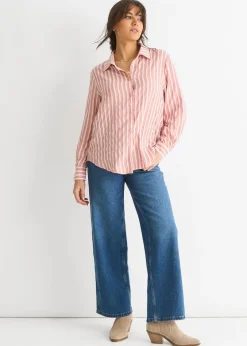 Tops>Gini London Blush Stripe Oversized Shirt