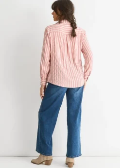 Tops>Gini London Blush Stripe Oversized Shirt
