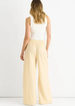 Trousers>Gini London Cream Elasticated Waist Trousers