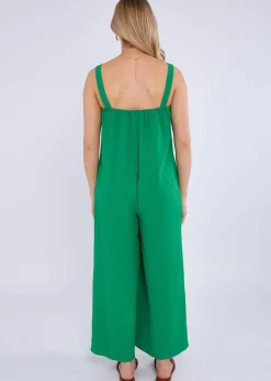 Jumpsuits & Playsuits>Gini London Green Air Flow Strappy Wide Leg Jumpsuit