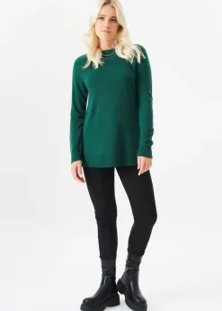 Tops>Gini London Green Crew Neck Fine Knit Oversized Jumper