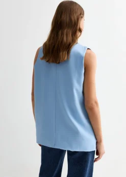 Coats & Jackets>Gini London Light Blue Tailored Longline Waistcoat