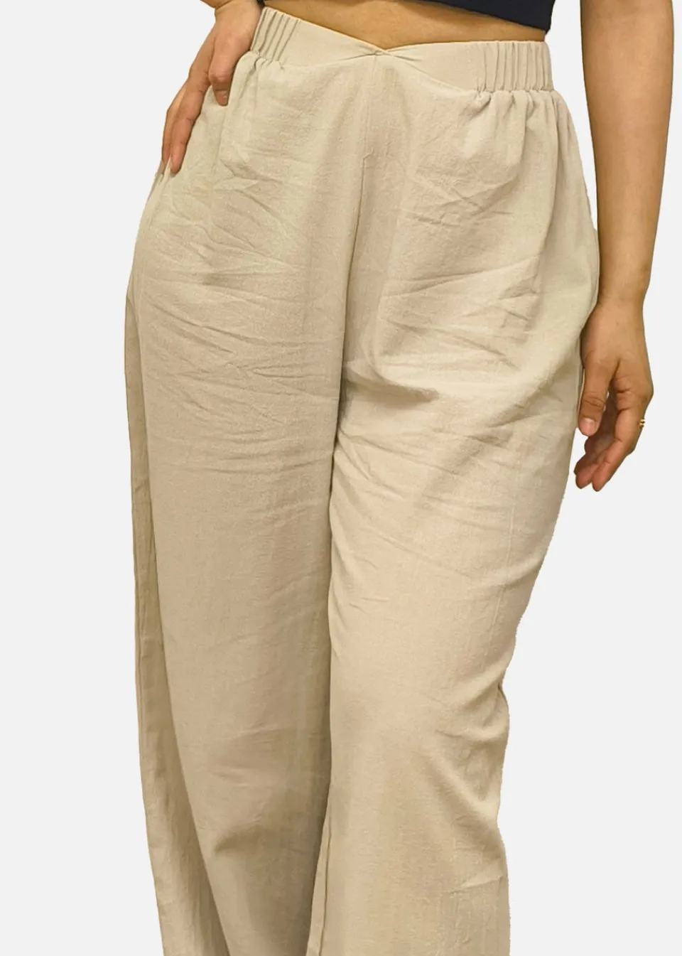 Trousers>Gini London Stone Waist Band Detail Wide Leg trouser