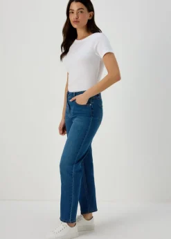 Jeans & Jeggings>Papaya Denim Grace Mid Wash Straight Leg Jeans Midwash