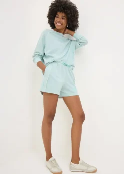 Shorts>Papaya Acid Wash Co Ord Shorts Green
