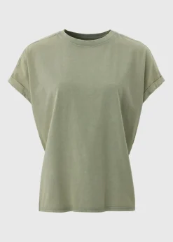 T-Shirts>Papaya Green Acid Wash Longline T-Shirt