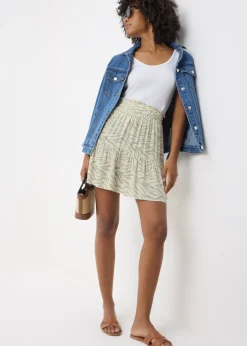 Skirts>Papaya Green Animal Cheesecloth Mini Skirt