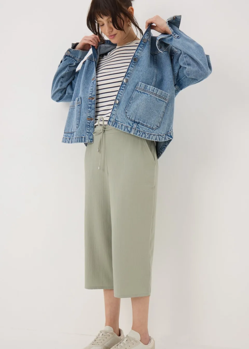 Trousers>Papaya Green Clipper Cropped Trousers