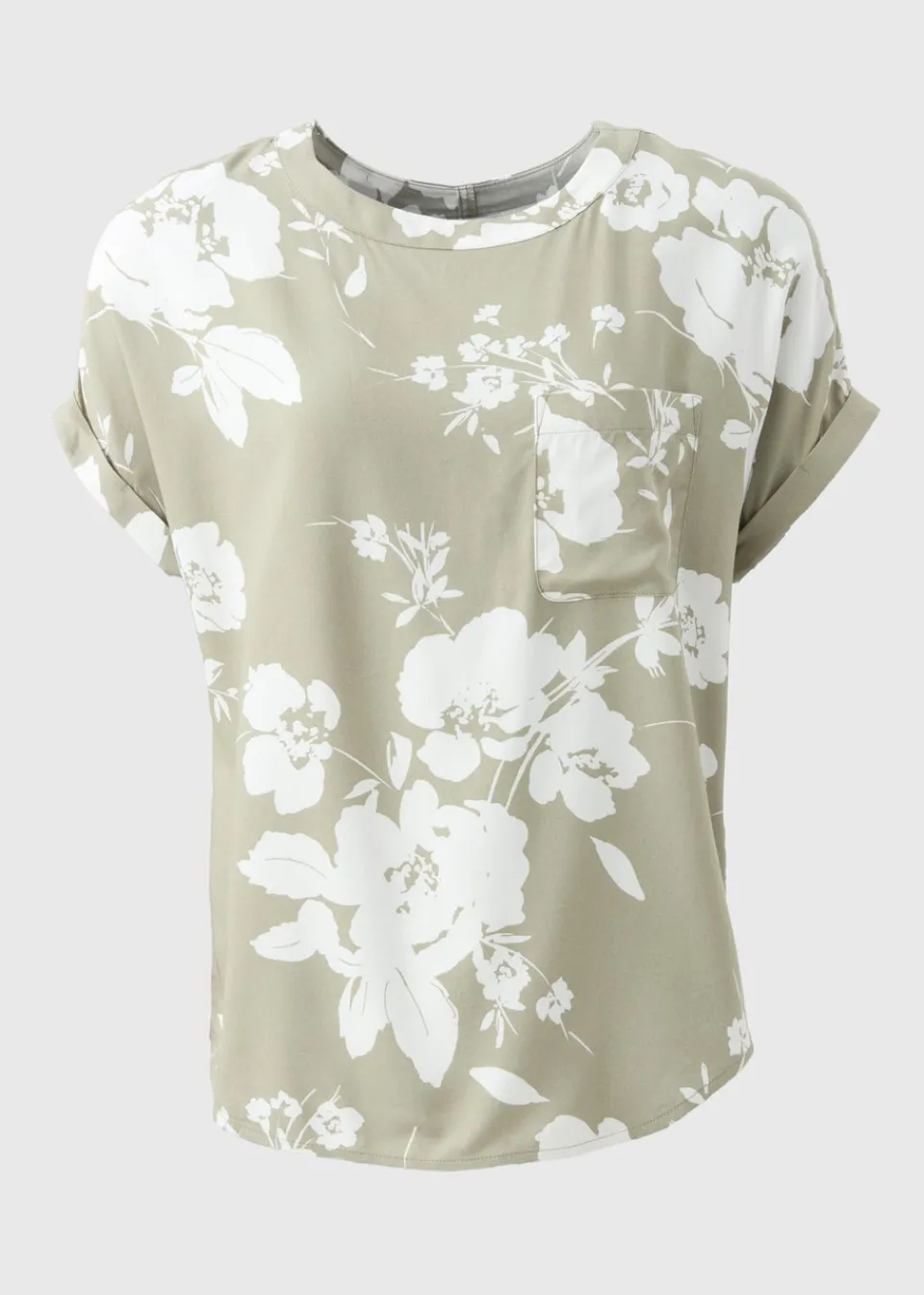 Tops>Papaya Green Floral Pocket Box Top