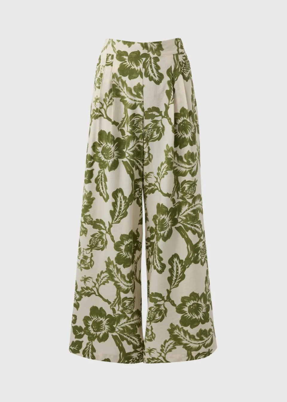 Trousers>Papaya Green Floral Wide Leg Co Ord Trousers
