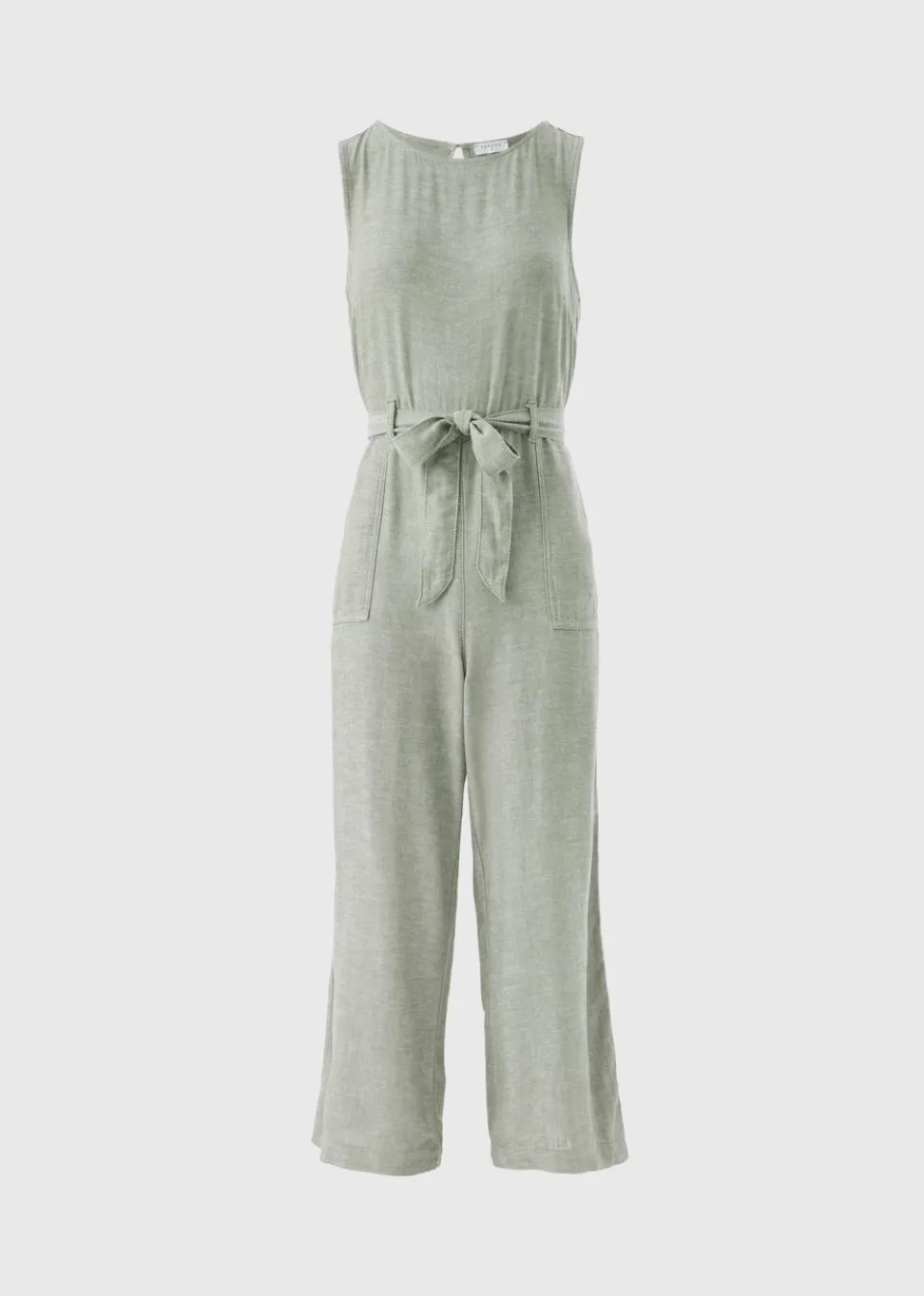 Jumpsuits & Playsuits>Papaya Green Linen Blend Jumpsuit