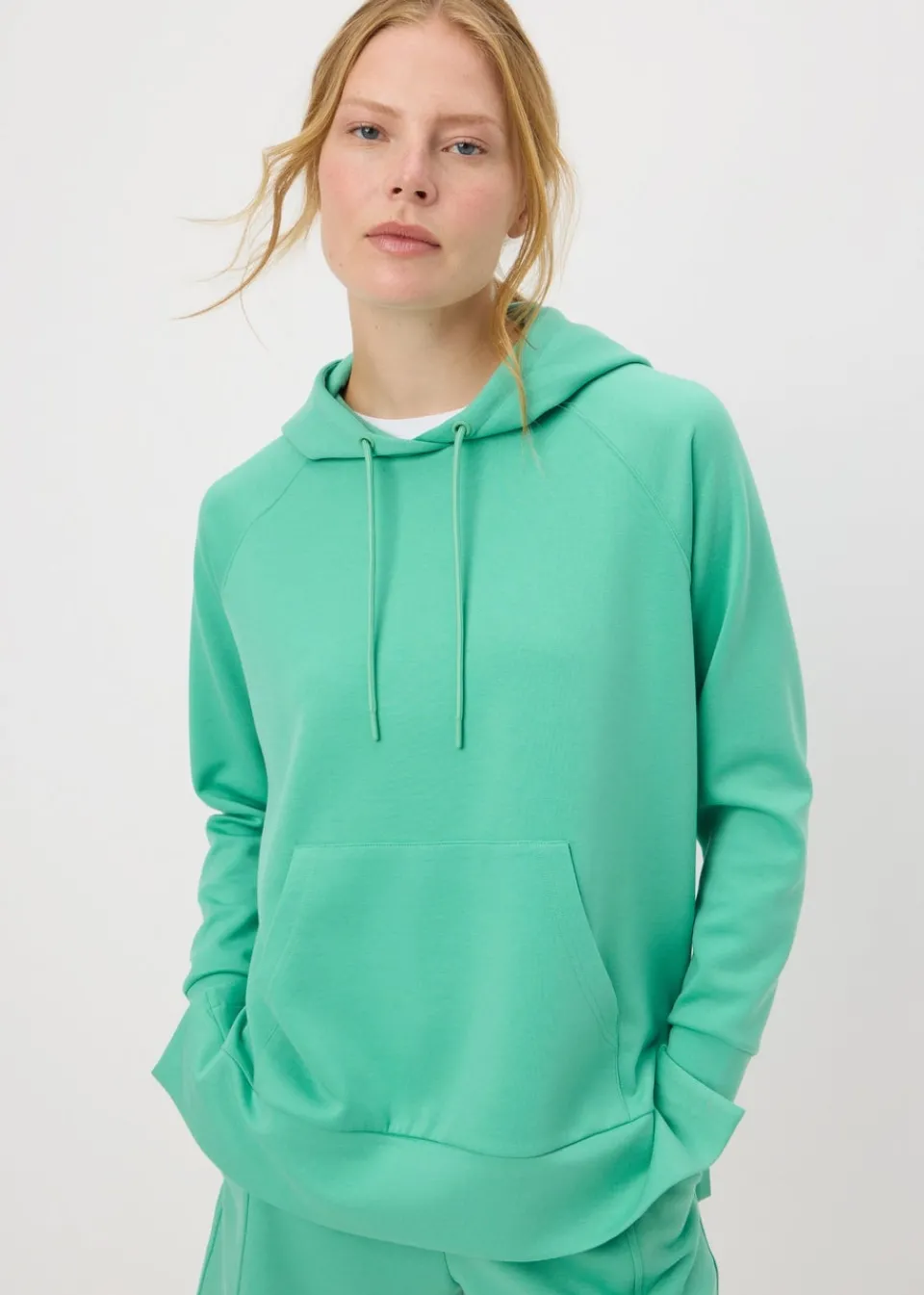 Tops>Papaya Longline Hoodie Green