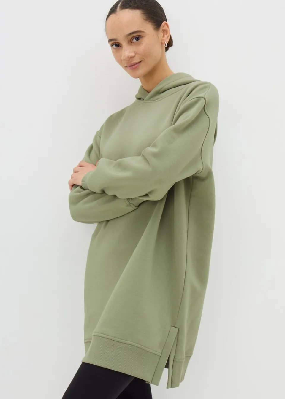 Tops>Papaya Green Longline Hoodie