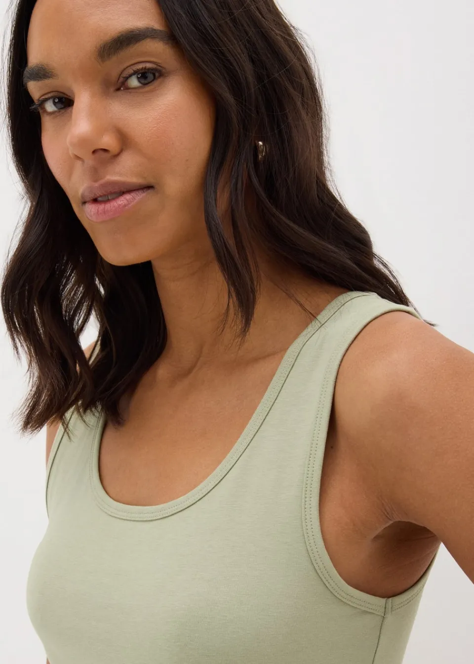 Tops>Papaya Green Longline Vest Top