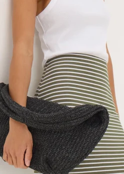 Skirts>Papaya Green Stripe Jersey Maxi Skirt