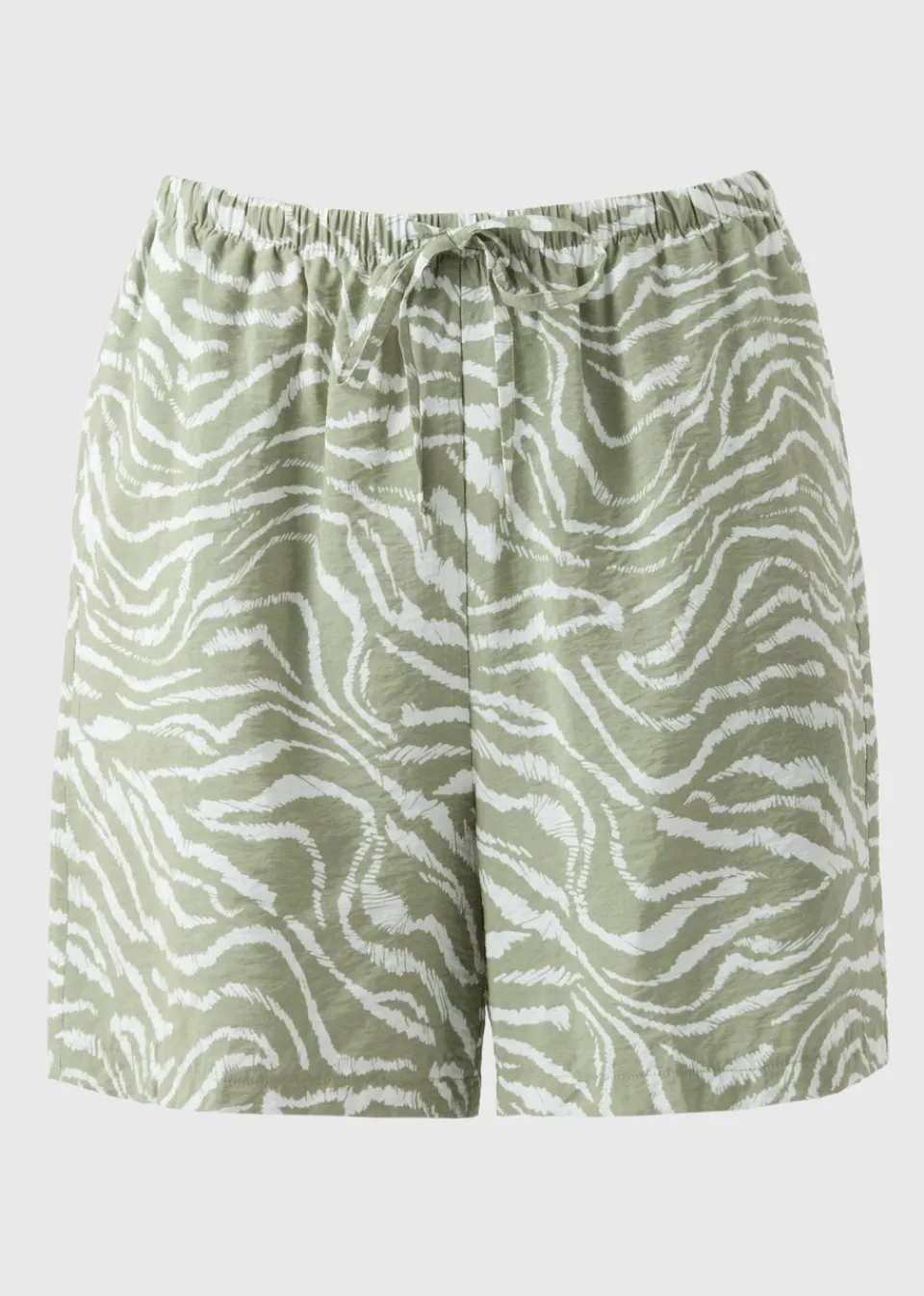 Shorts>Papaya Green Zebra Print Textured Shorts