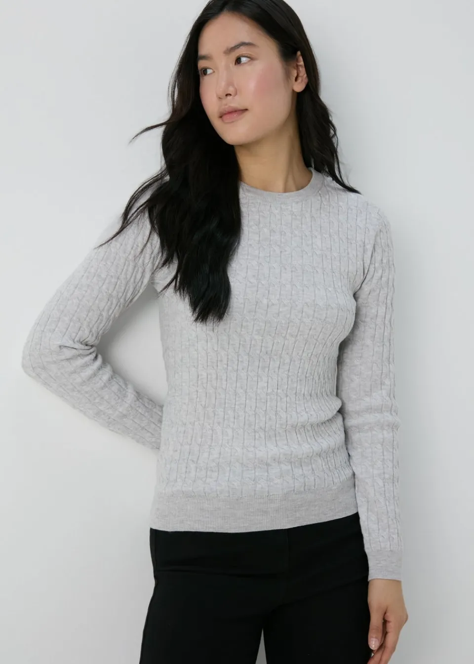 Tops>Papaya Grey Baby Cable Jumper