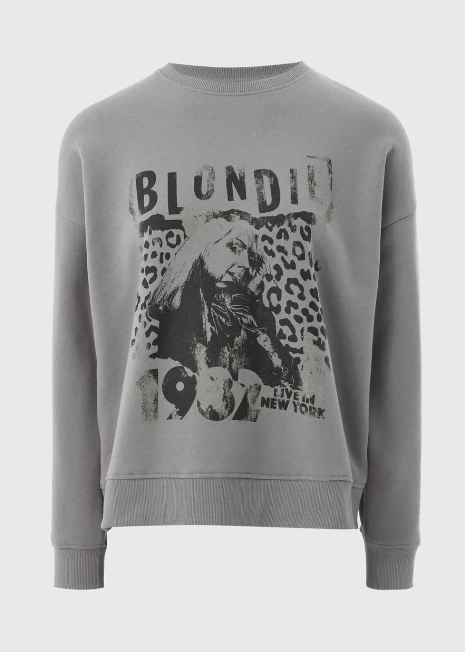 Tops>Blondie Grey Animal Print Sweatshirt
