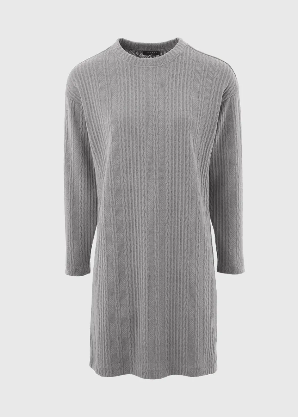 Knitwear>Papaya Cable Knit Mini Dress Grey