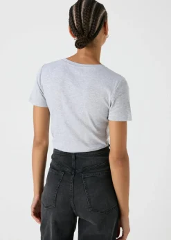 T-Shirts>Papaya Grey Fitted Short Sleeve T-Shirt