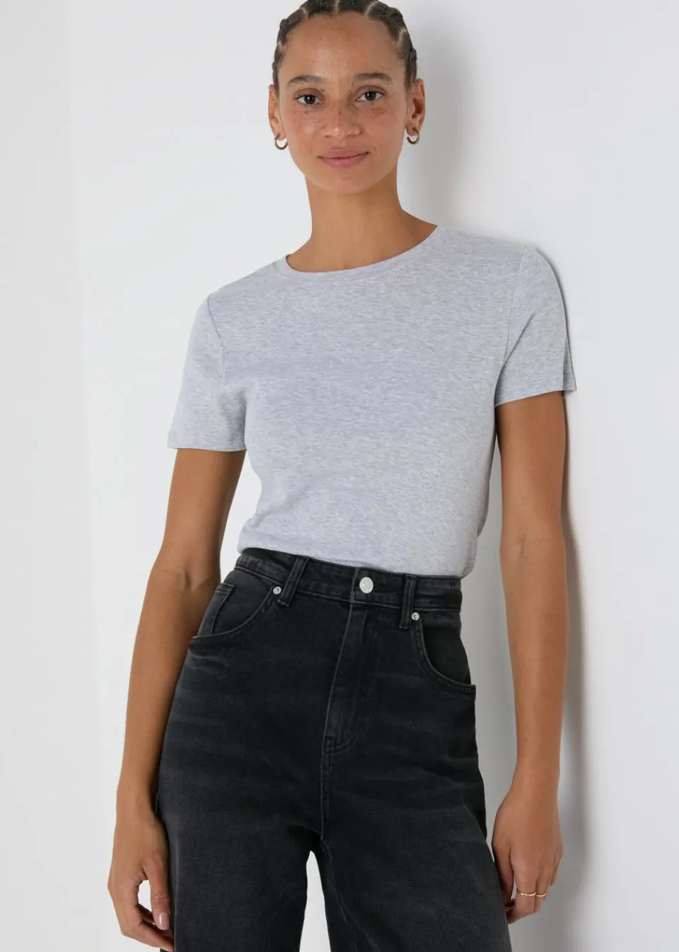 T-Shirts>Papaya Grey Fitted Short Sleeve T-Shirt