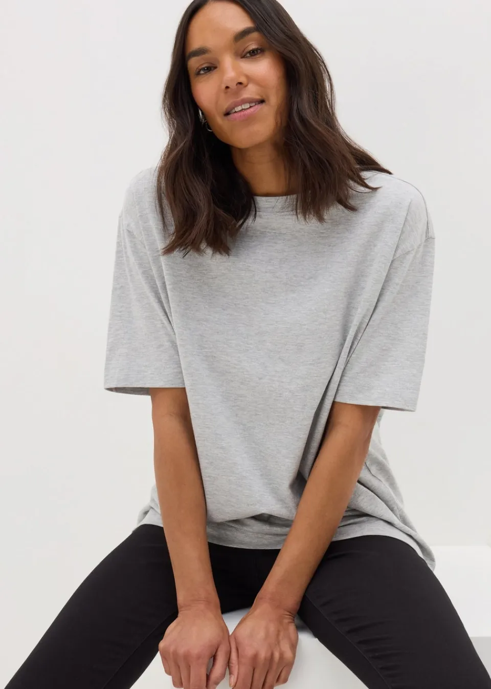 T-Shirts>Papaya Grey Oversized T-Shirt