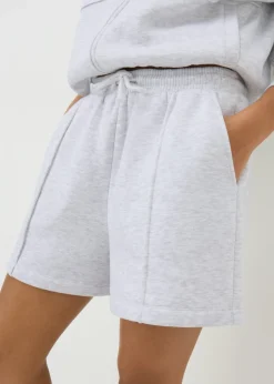 Shorts>Papaya Grey Pintuck Jersey Co Ord Shorts